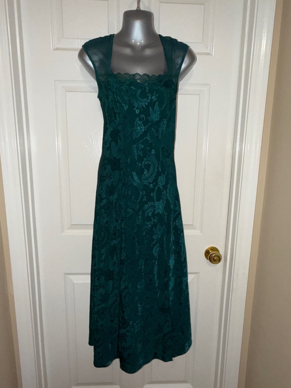 Victoria’s Secret Dark Teal Vintage Long Lace A-Line Gown